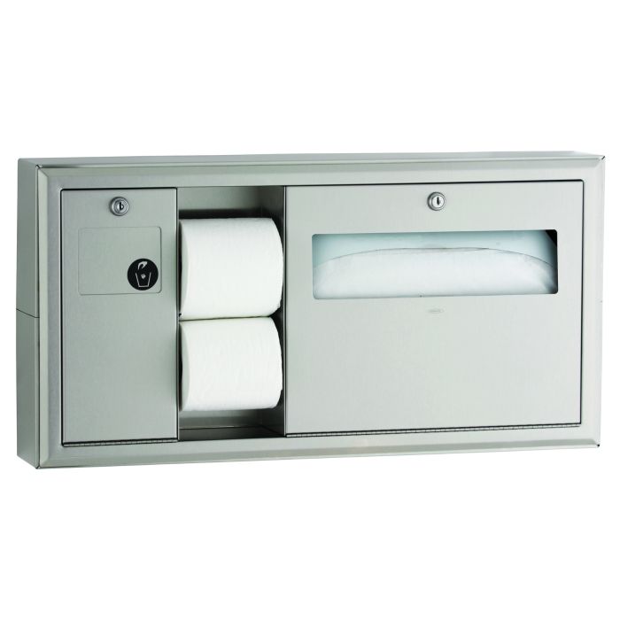 Bobrick 30919 Surface-Mounted Toilet Tissue, Seat-Cover Dispenser and Waste Disposal