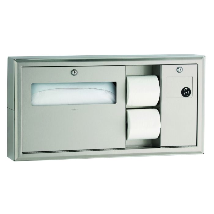 Bobrick 30929 Surface-Mounted Toilet Tissue, Seat-Cover Dispenser and Waste Disposal