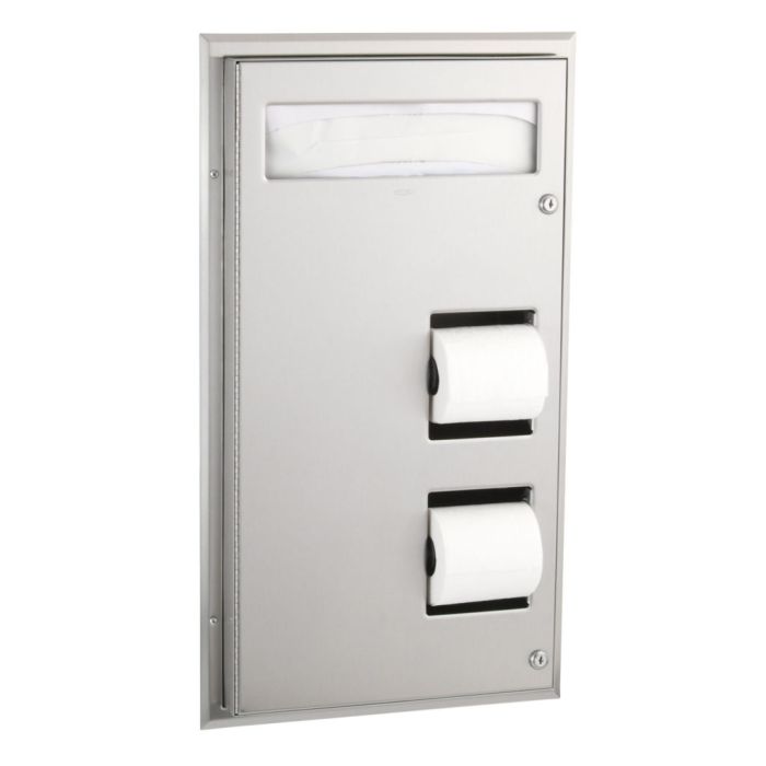Bobrick 347 Partition Mounted Seat-Cover Dispenser and Toilet Tissue Dispenser