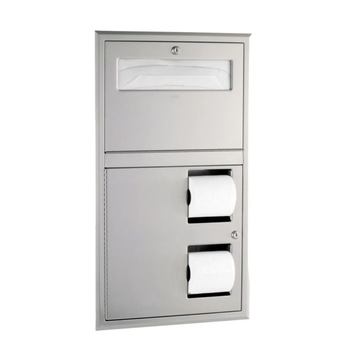 Bobrick 3474 Recessed Seat-Cover Dispenser and Toilet Tissue Dispenser