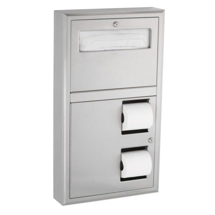 Bobrick 3479 Surface-Mounted Seat-Cover Dispenser and Toilet Tissue Dispenser