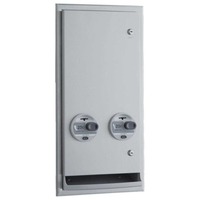 Bobrick 3706 25 Recessed or Semi-Recessed Napkin/Tampon Vendor, 25-Cent Operation 