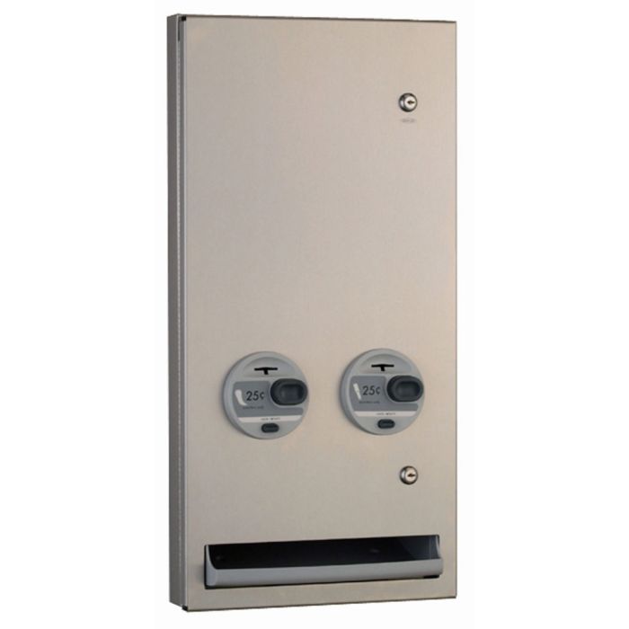 Bobrick 370634 25 Semi-Recessed Napkin / Tampon Vendor, 25-Cent Operation 