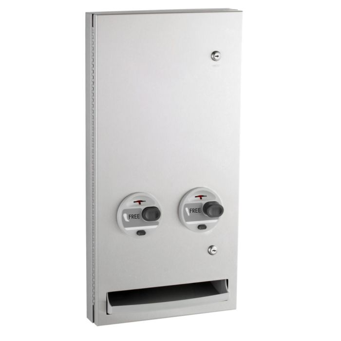 Bobrick 370634C Semi-Recessed Napkin / Tampon Vendor, Free Vend Operation 
