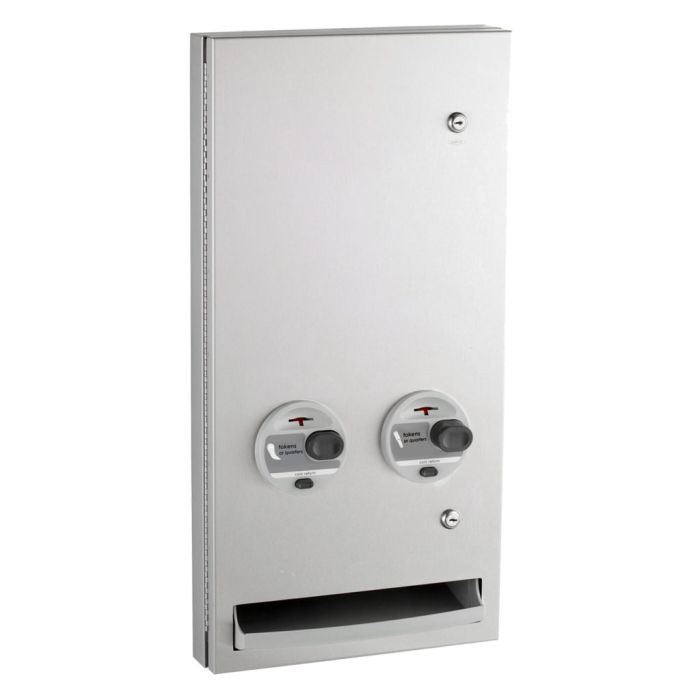 Bobrick 370634T Semi-Recessed Napkin / Tampon Vendor, Token Operation 