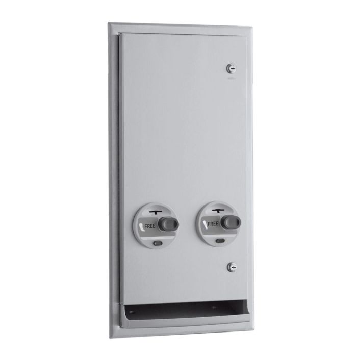 Bobrick 3706C Recessed or Semi-Recessed Napkin / Tampon Vendor, Free Vend Operation 