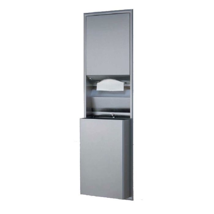 Bobrick 3942 Semi-Recessed Convertible Paper Towel Dispenser/Waste Receptacle