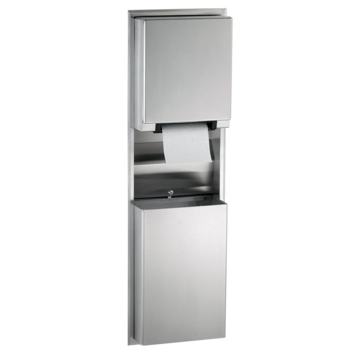 Bobrick 39747 Recessed Convertible Automatic, Universal Roll Towel Dispenser/Waste Receptacle