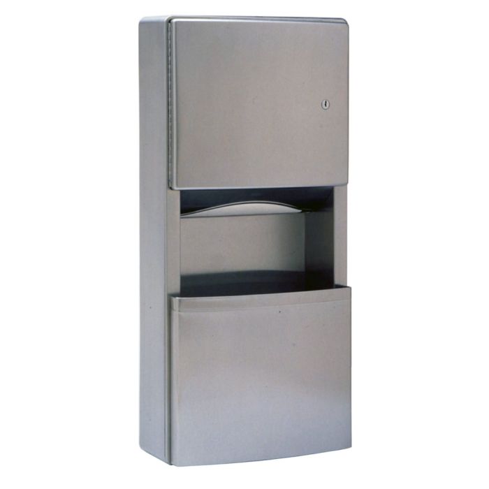 Bobrick 43699 Surface-Mounted Paper Towel Dispenser/Waste Receptacle with TowelMate and LinerMate