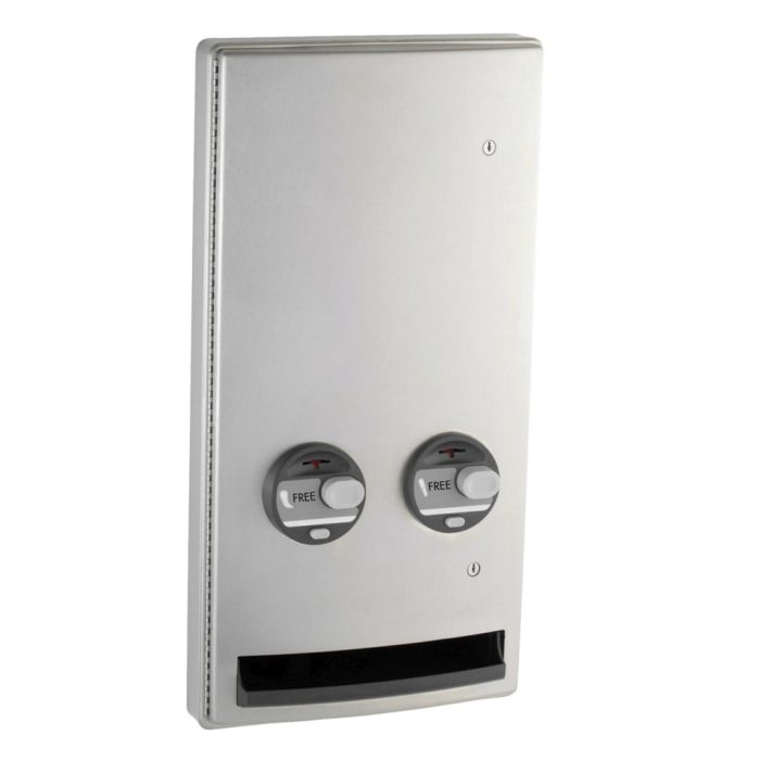 Bobrick 47064C Semi-Recessed Napkin / Tampon Vendor, Free Vend Operation 