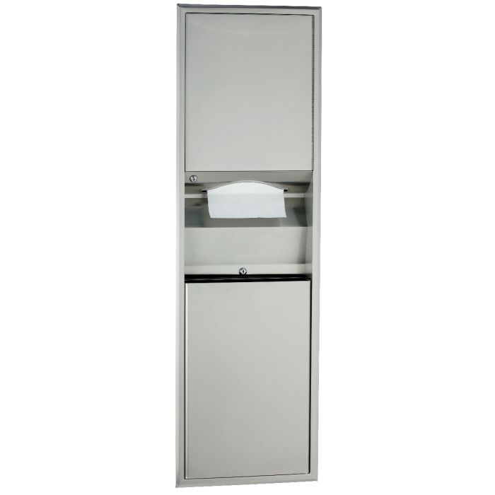 Bobrick B-3940 Recessed Convertible Paper Towel Dispenser/Waste Receptacle