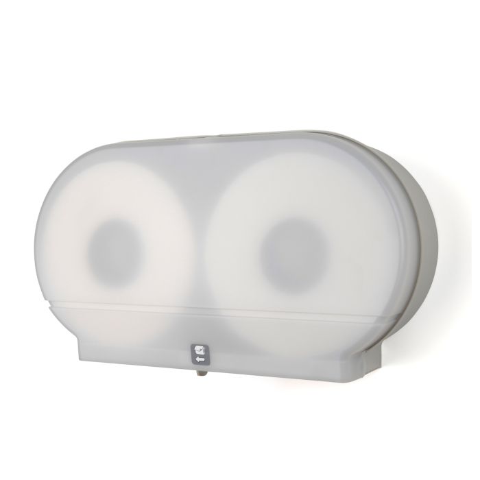 Palmer Fixture RD0027-03 Twin 9" Jumbo Tissue Dispenser - White Translucent