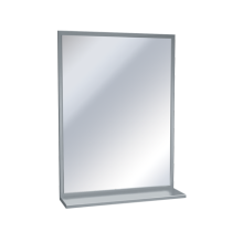 American Specialties 0605 Series Stainless Steel Inter-Lok Angle Frame - Plate Glass Mirror With Shelf, Variable Sizes