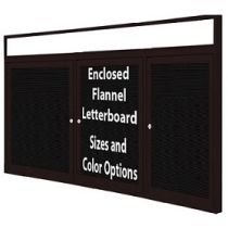 2-Door Bronze Aluminum Frame w/ Illuminated Headliner Enclosed Flannel Letterboard