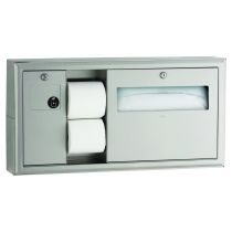 Bobrick 30919 Surface-Mounted Toilet Tissue, Seat-Cover Dispenser and Waste Disposal