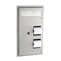 Bobrick 357 Partition-Mounted, Seat-Cover Dispenser, Sanitary Napkin Disposal and Toilet Tissue Dispenser