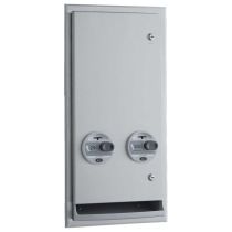 Bobrick 3706 25 Recessed or Semi-Recessed Napkin/Tampon Vendor, 25-Cent Operation