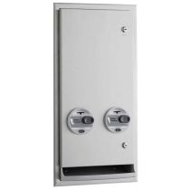 Bobrick 3706T Recessed or Semi-Recessed Napkin / Tampon Vendor, Token Operation