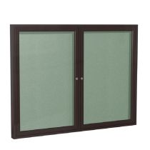Ghent Outdoor Enclosed Vinyl Bulletin Board - 36" x 48" - 2 Doors - Bronze Aluminum - UPS Ship