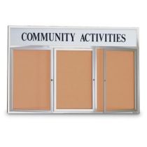 United Visual Triple Door Indoor Enclosed Corkboards