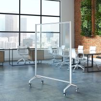 Egan V-Series Glasswrite Mobile Transparent Glass Markerboard